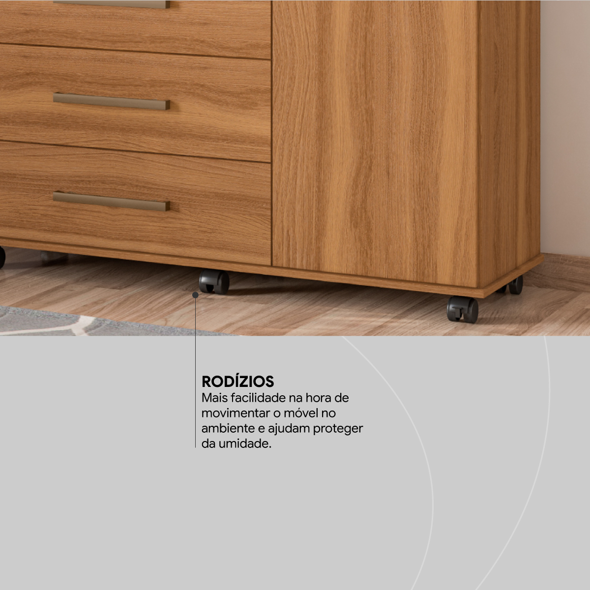 Cômoda Flora 1 Porta 4 Gavetas 1,25 m - Comoda para Quarto - Demobile