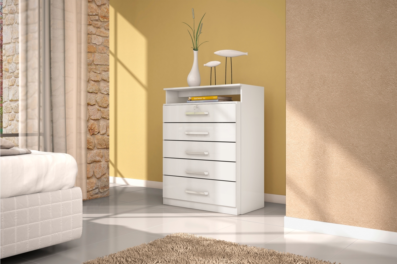 Cômoda Hanna 5 Gavetas Branco