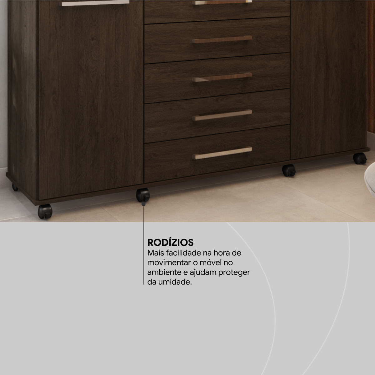 Cômoda London 2 Portas 7 Gavetas 1,70 m - Comoda para Quarto - Demobile