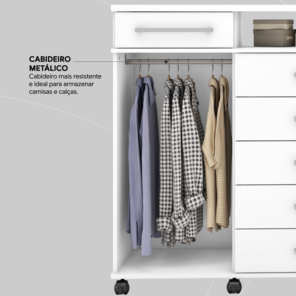 Cômoda London 2 Portas 7 Gavetas 1,70 m - Comoda para Quarto - Demobile