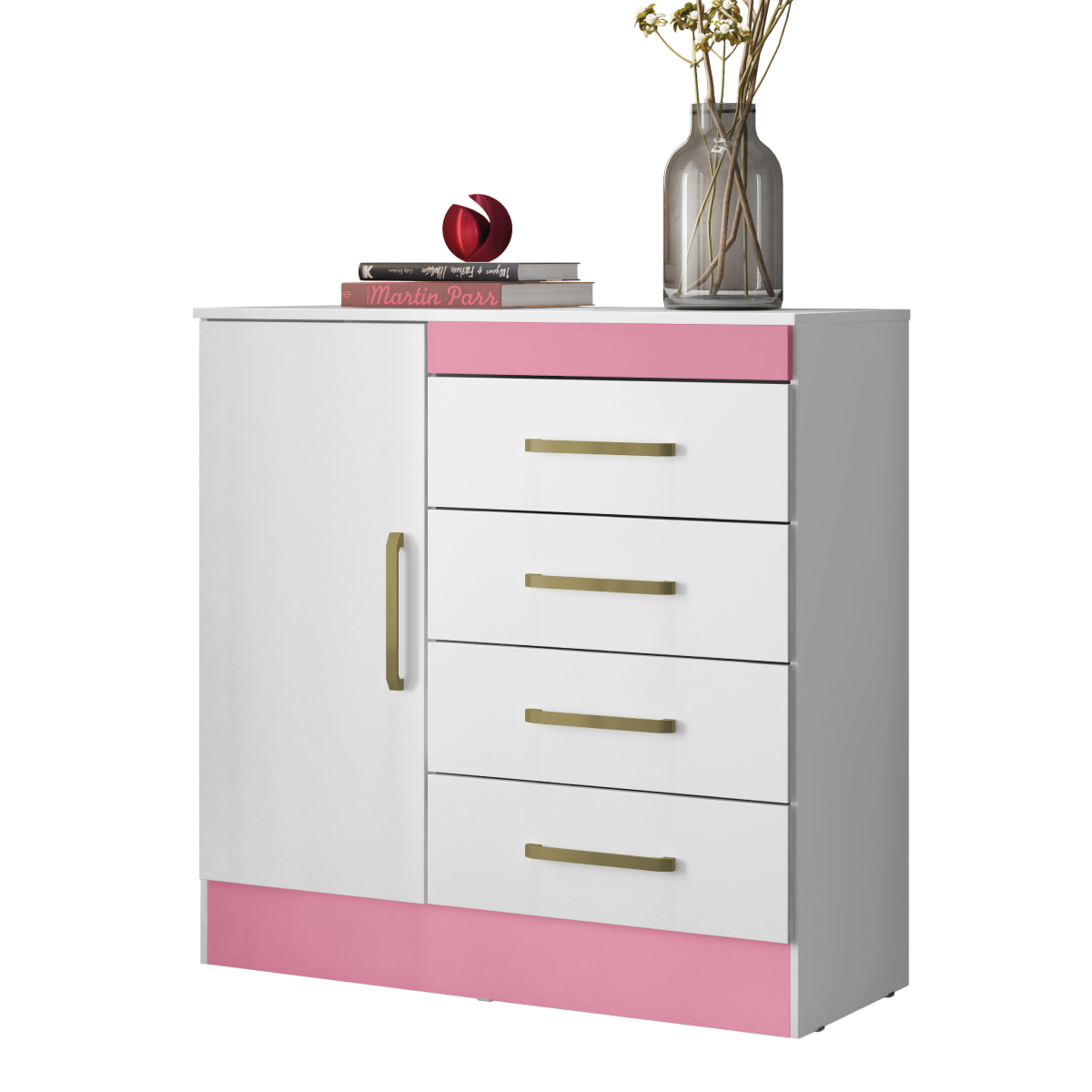 Cômoda Montevidéu 1 Porta 4 Gavetas 91 cm - Comoda para Quarto - Demobile