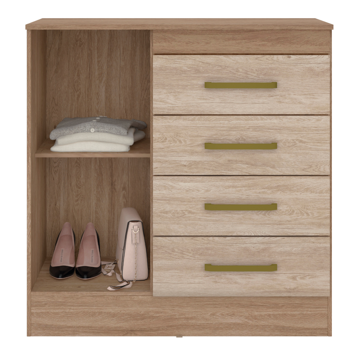 Cômoda Montevidéu 1 Porta 4 Gavetas 91 cm - Comoda para Quarto - Demobile
