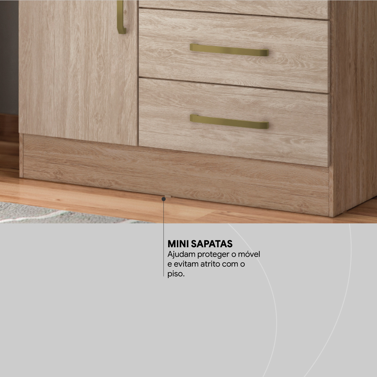 Cômoda Montevidéu 1 Porta 4 Gavetas 91 cm - Comoda para Quarto - Demobile