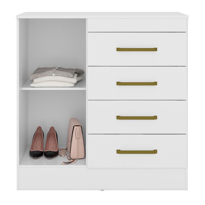 Cômoda Montevidéu 1 Porta e 4 Gavetas Flex Branco - Demóbile