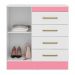 Cômoda Montevidéu 1 Porta e 4 Gavetas Flex Branco/Rosa - Demóbile