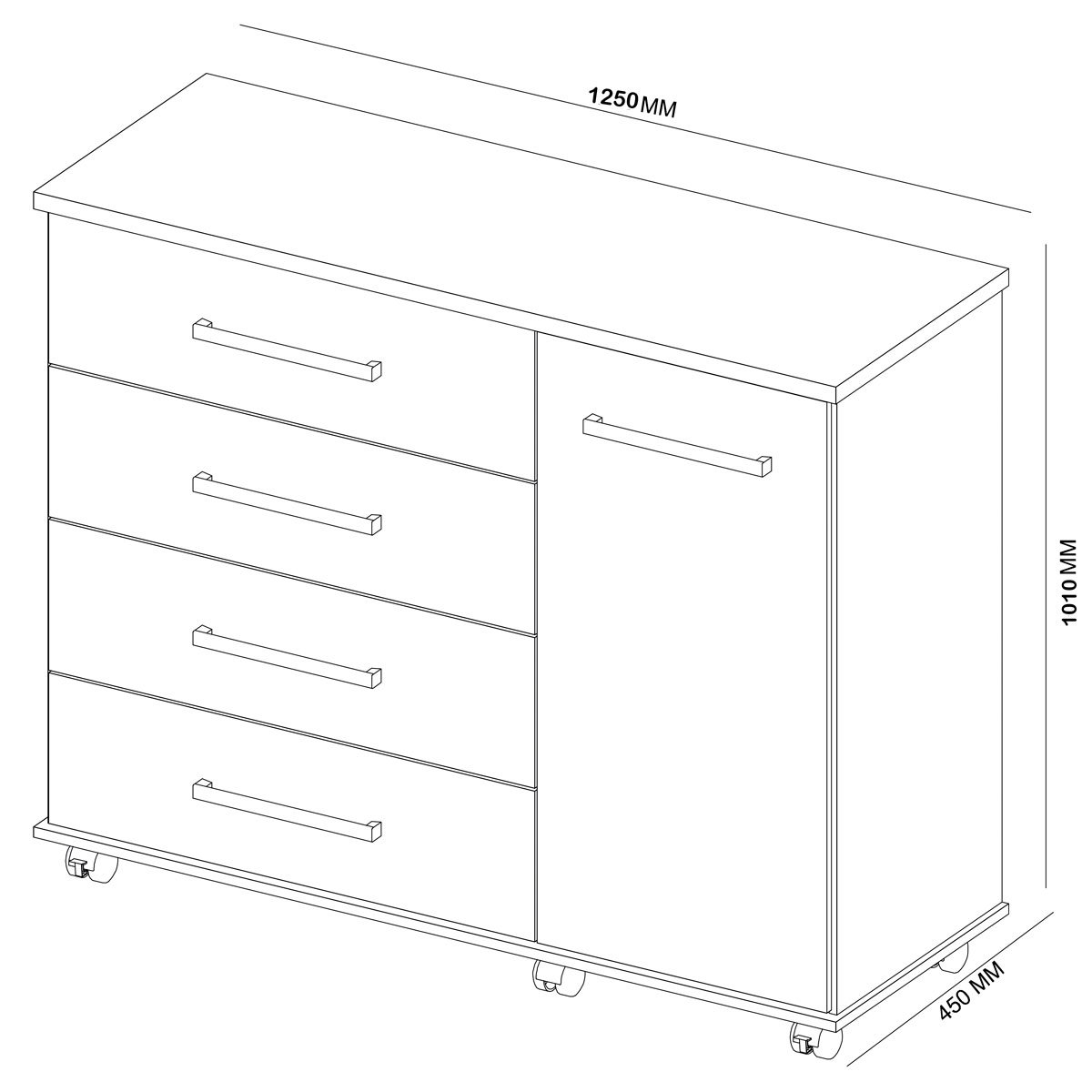Cômoda Sapateira 1 Porta 4 Gavetas Cora Amêndola