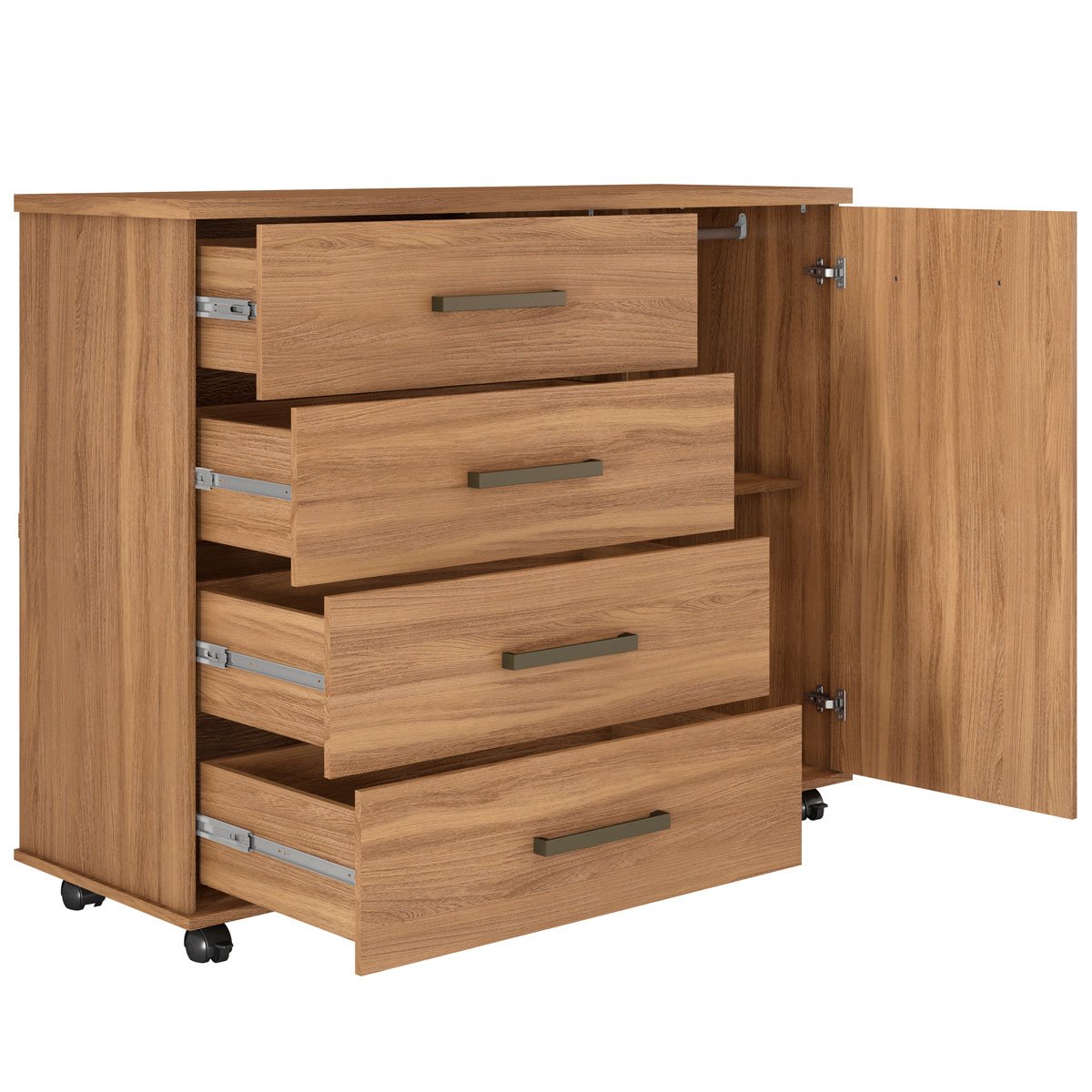 Cômoda Sapateira 1 Porta 4 Gavetas Cora Amêndola