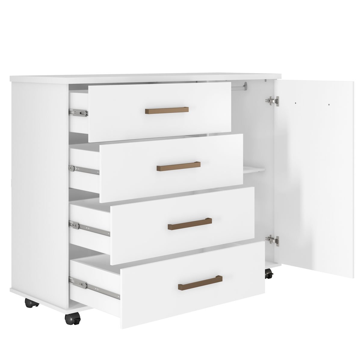 Cômoda Sapateira 1 Porta 4 Gavetas Cora Branco