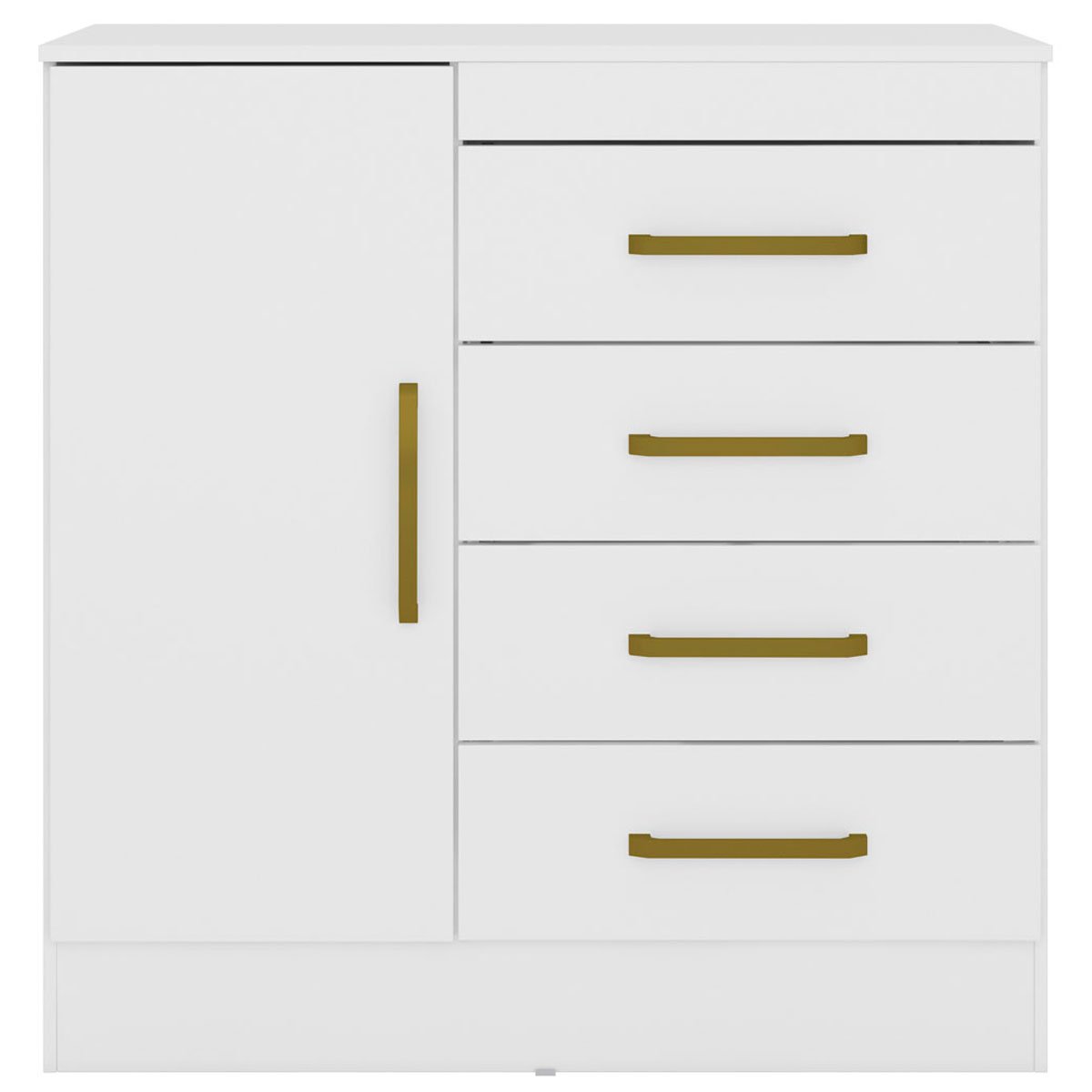 Cômoda Sapateira 1 Porta 4 Gavetas Uruguai Branco/Rosa/Branco Flex