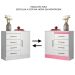 Cômoda Sapateira 1 Porta 4 Gavetas Uruguai Branco/Rosa/Branco Flex