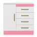 Cômoda Sapateira 1 Porta 4 Gavetas Uruguai Branco/Rosa/Branco Flex