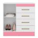 Cômoda Sapateira 1 Porta 4 Gavetas Uruguai Branco/Rosa/Branco Flex
