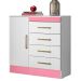 Cômoda Sapateira 1 Porta 4 Gavetas Uruguai Branco/Rosa/Branco Flex