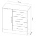 Cômoda Sapateira 1 Porta 4 Gavetas Uruguai Branco/Rosa/Branco Flex