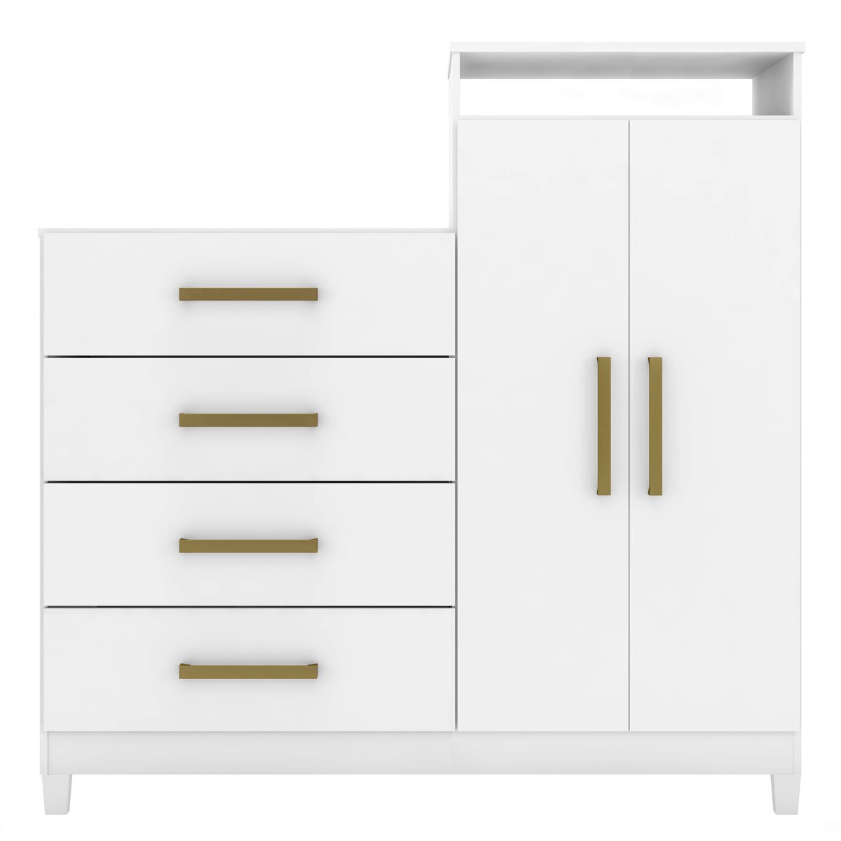 Cômoda Sapateira 2 Portas 4 Gavetas com Nicho Ana Branco