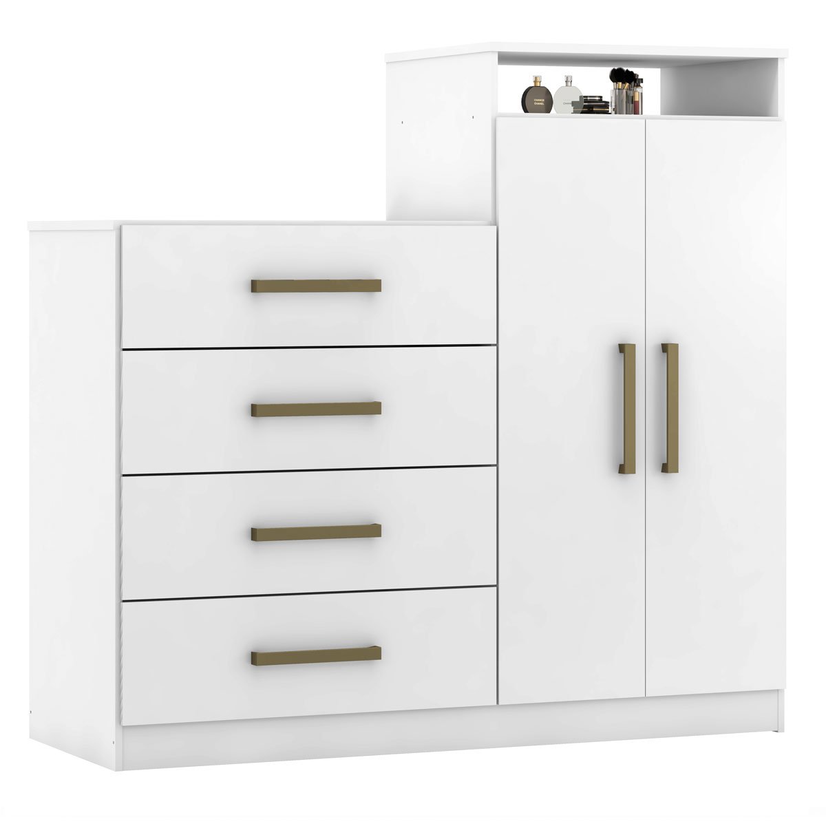 Cômoda Sapateira 2 Portas 4 Gavetas com Nicho Ana Branco