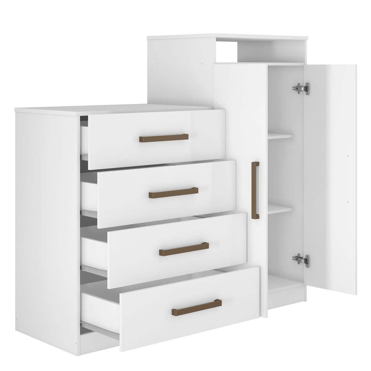 Cômoda Sapateira 2 Portas 4 Gavetas com Nicho Ana Branco