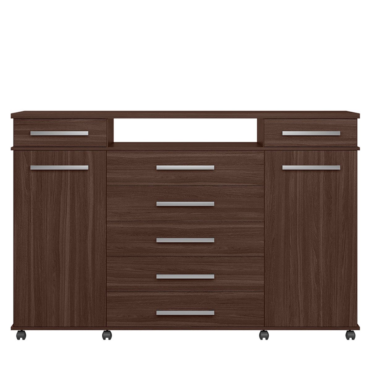 Cômoda Sapateira 2 Portas 7 Gavetas com Rodízios River Café Touch