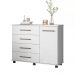 Cômoda Sapateira Flora 1 Porta 4 Gavetas C/ Rodízios Branco Demóbile - SSX Multicoisas
