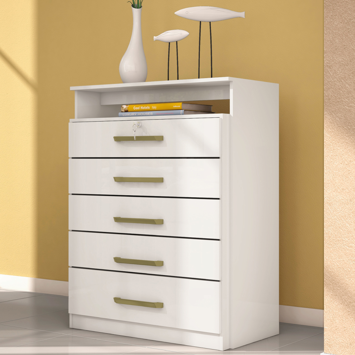 Cômoda Triunfo 5 Gavetas 86 cm - Comoda para Quarto - Demobile