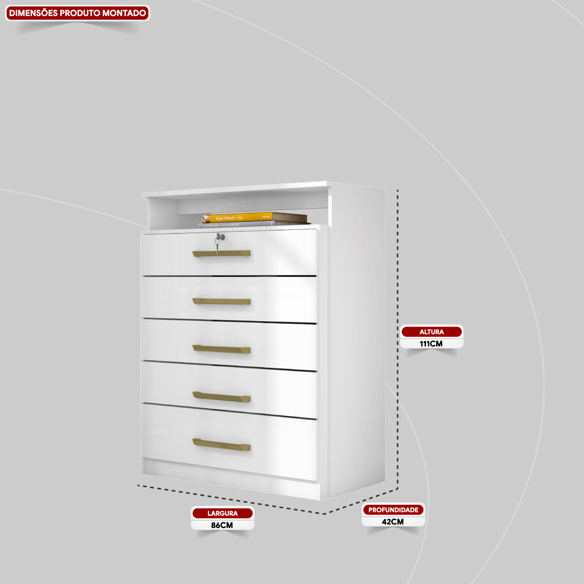 Cômoda Triunfo 5 Gavetas 86 cm - Comoda para Quarto - Demobile