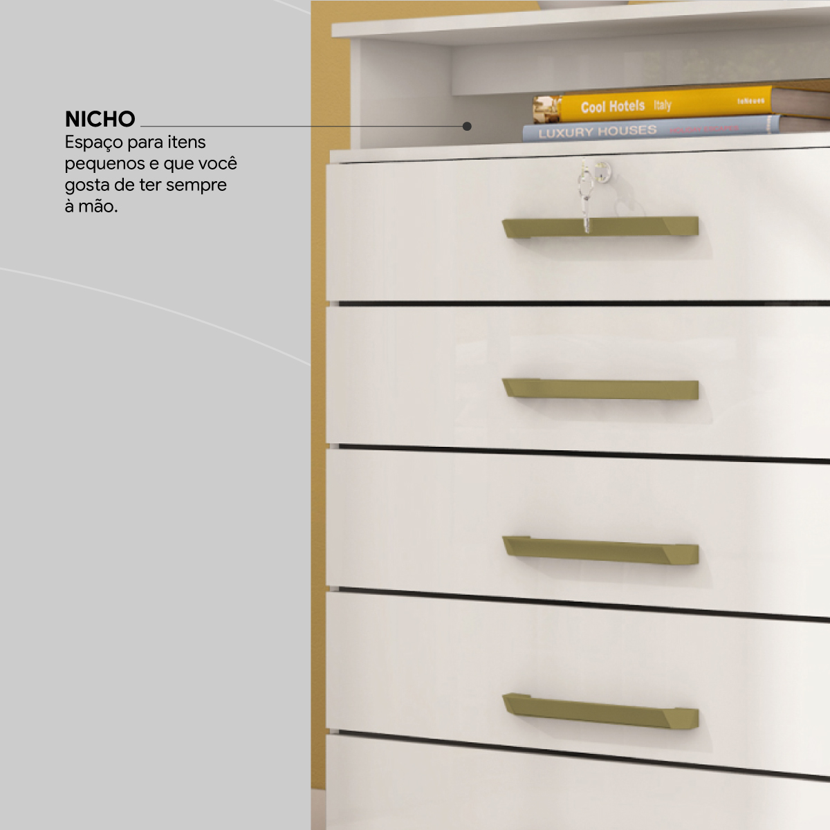 Cômoda Triunfo 5 Gavetas 86 cm - Comoda para Quarto - Demobile