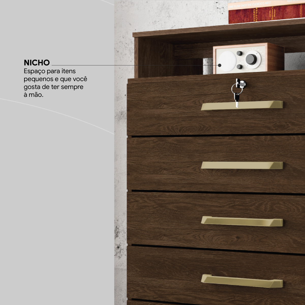 Cômoda Triunfo 5 Gavetas 86 cm - Comoda para Quarto - Demobile
