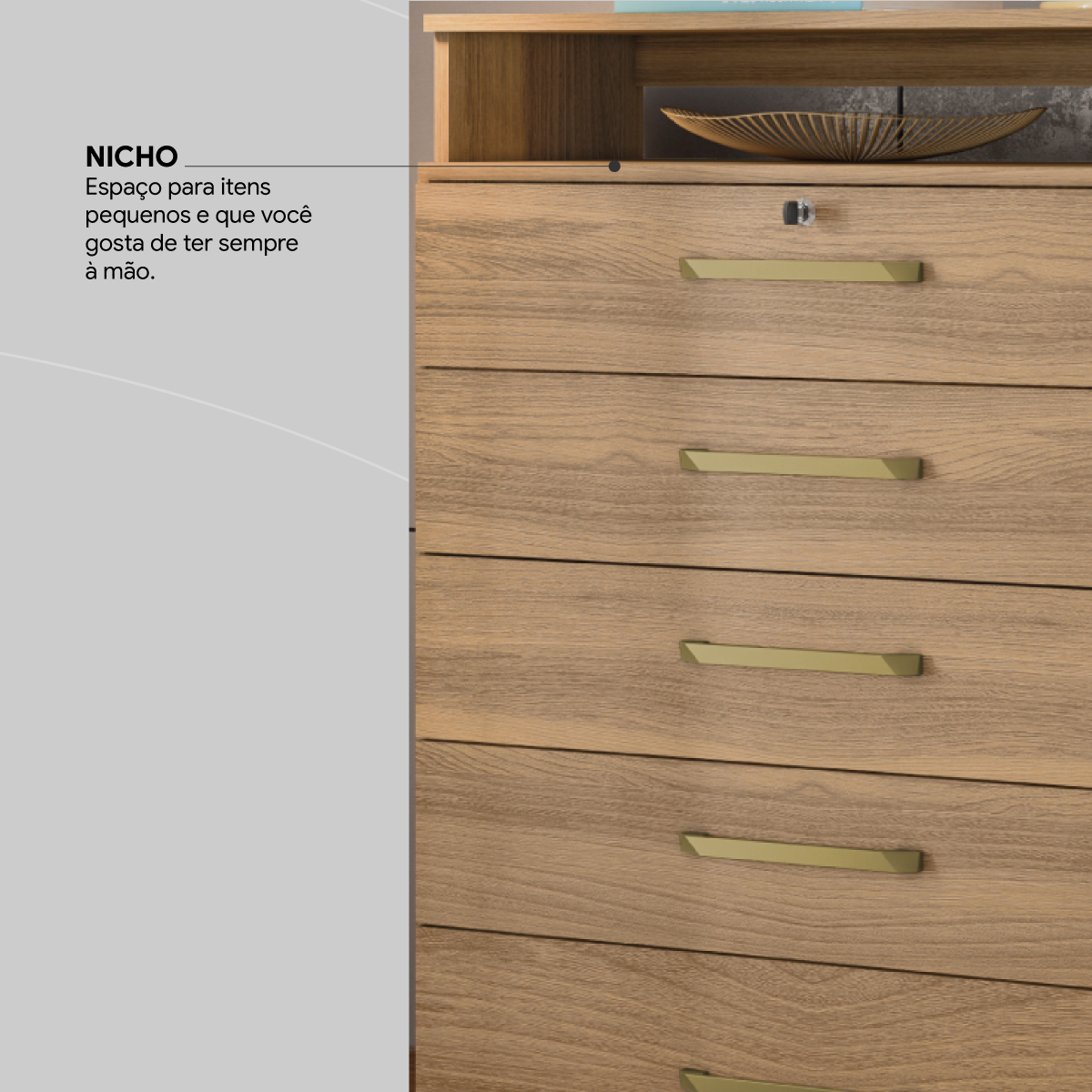 Cômoda Triunfo 5 Gavetas 86 cm - Comoda para Quarto - Demobile