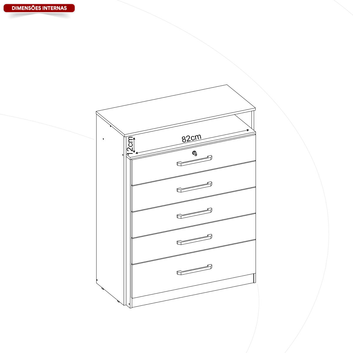 Cômoda Triunfo 5 Gavetas 86 cm - Comoda para Quarto - Demobile
