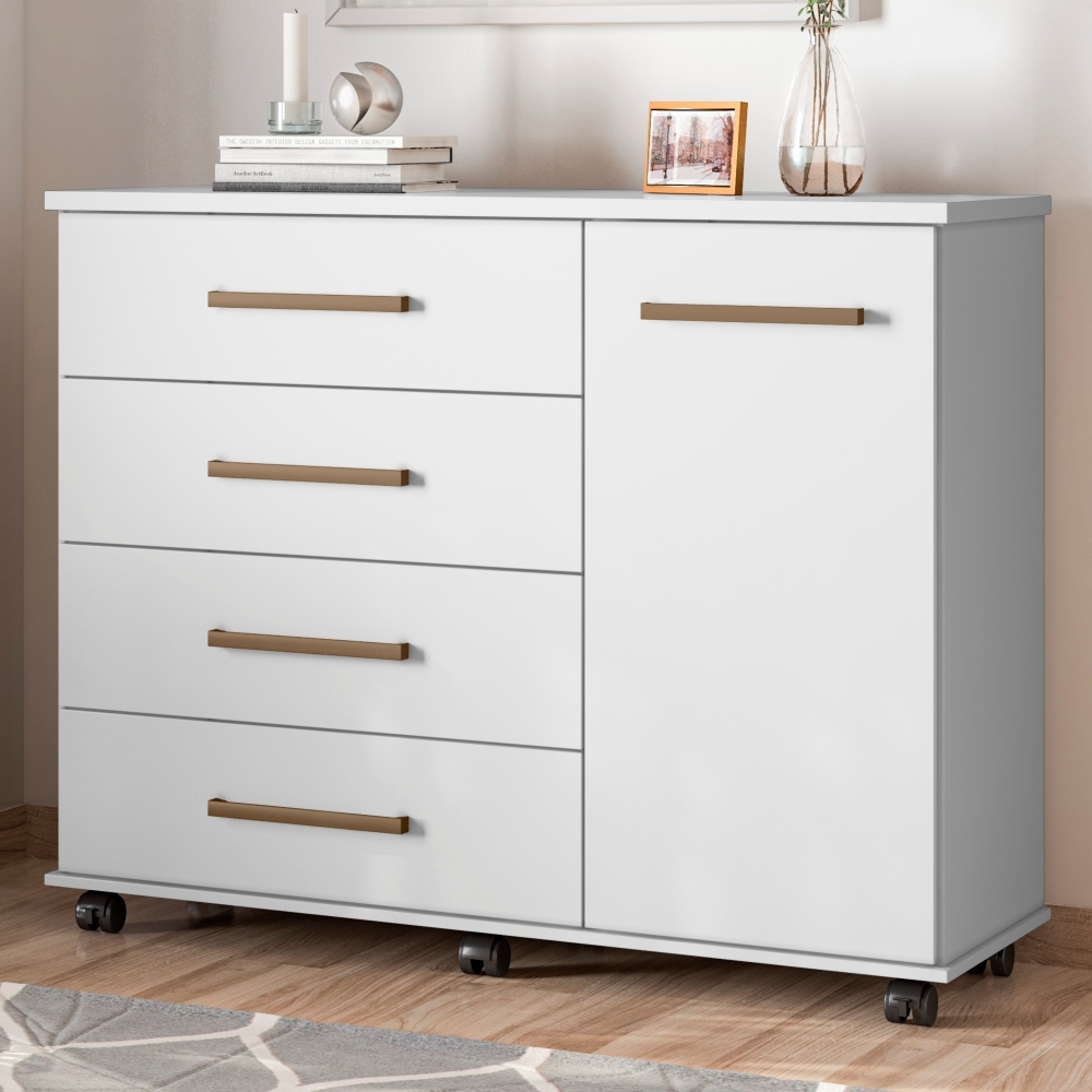 Cômoda com Rodízios Flynn Branco