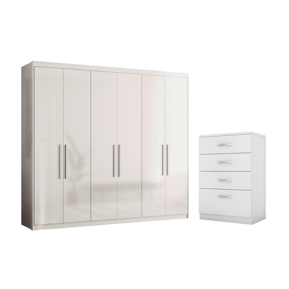 Cômoda e Guarda Roupa Manchester Branco
