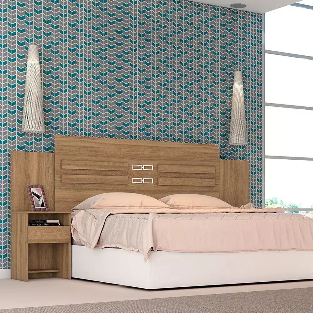 Cabeceira Casal com 2 Mesas de Apoio 2 Gavetas 216cm Triunfo - Demóbile