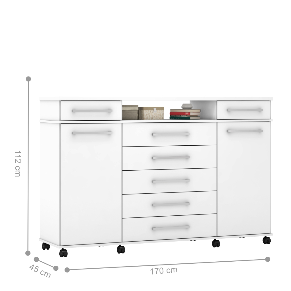 Comoda 7 Gavetas Texas Branco