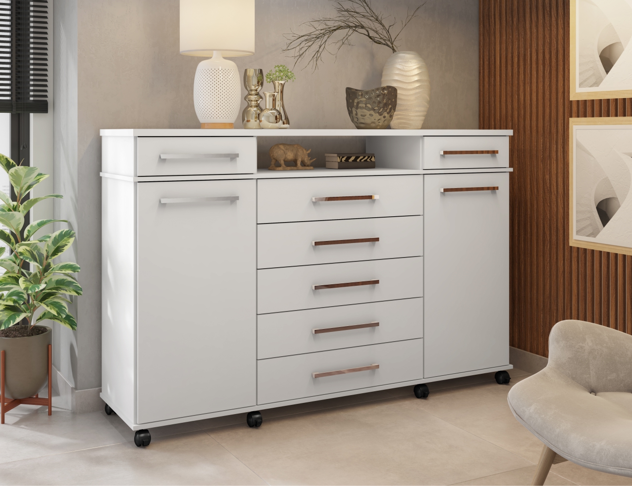 Comoda 7 Gavetas Texas Branco