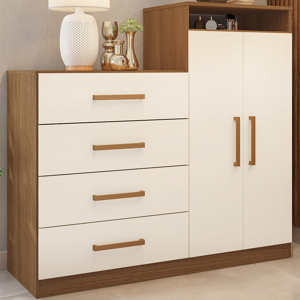 Comoda Sapateira 2 Portas 4 Gavetas 4270 Amendola Off White Demobile