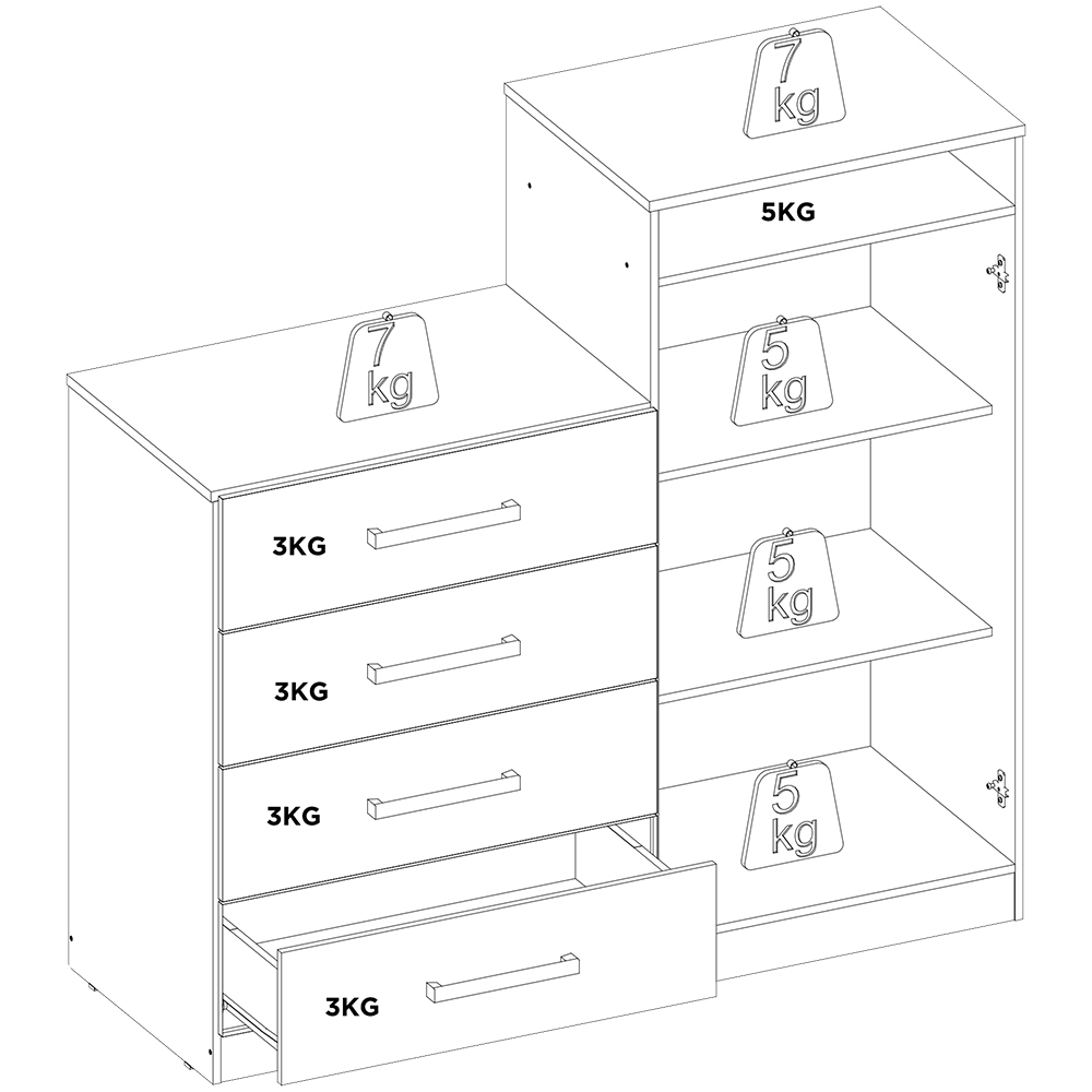 Comoda Sapateira 2 Portas 4 Gavetas 4270 Amendola Off White Demobile