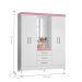 Conjunto Cabeceira e Guarda Roupa Casal Arezzo Branco Rosa