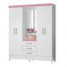 Conjunto Cabeceira e Guarda Roupa Casal Arezzo Branco Rosa