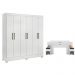 Conjunto Cabeceira e Guarda Roupa Casal Ferrara Branco