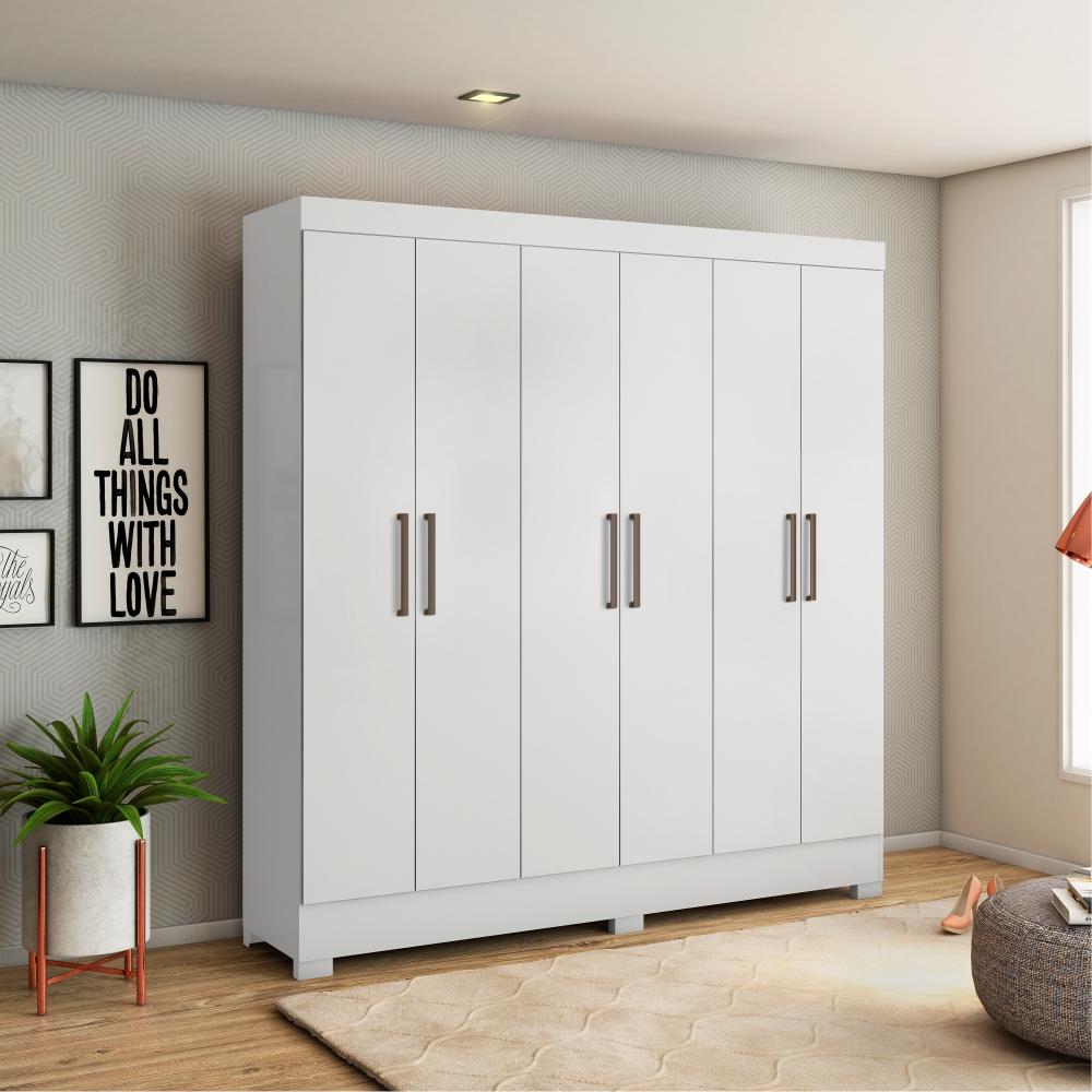 Conjunto Cabeceira e Guarda Roupa Casal Ferrara Branco