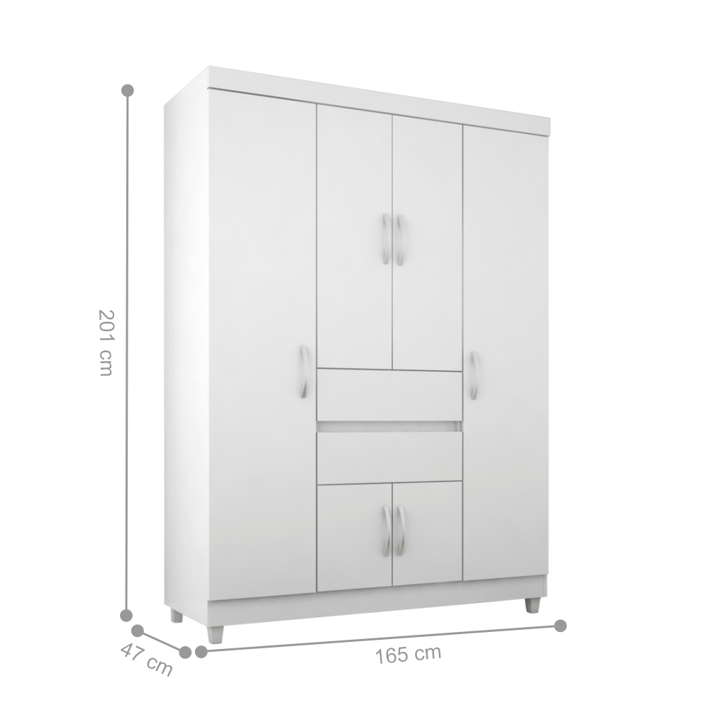 Conjunto Cabeceira e Guarda Roupa Casal Terni Branco