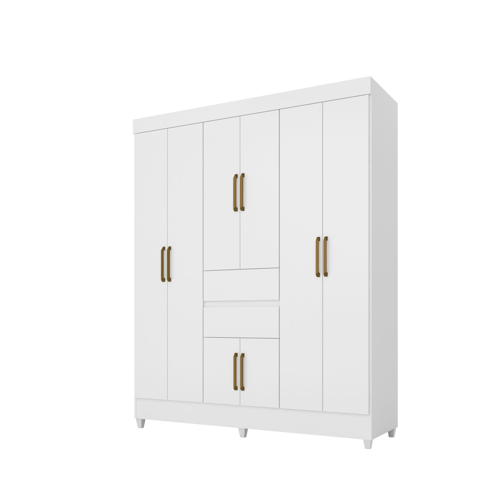 Conjunto Cabeceira e Guarda Roupa Casal Terni Branco