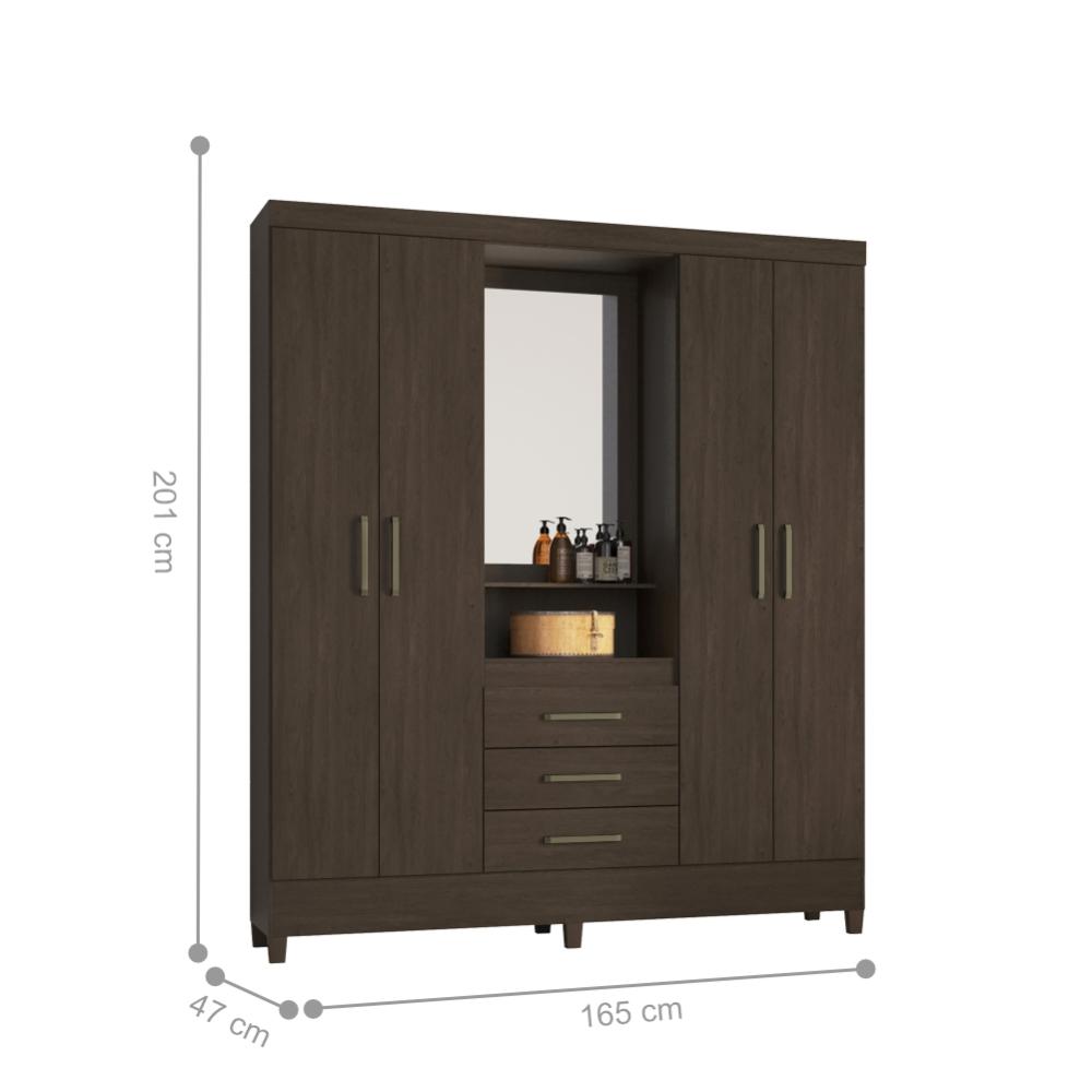 Conjunto Cabeceira e Guarda Roupa Ravenna Ébano