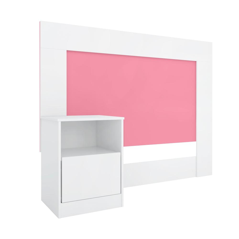 Conjunto Cabeceira e Guarda Roupa Vicenza Branco Rosa