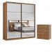 Conjunto Quarto Guarda Roupa com 2 Espelhos e Comoda Napolis Amendola