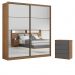 Conjunto Quarto Guarda Roupa com 2 Espelhos e Comoda Napolis Amendola Grafito