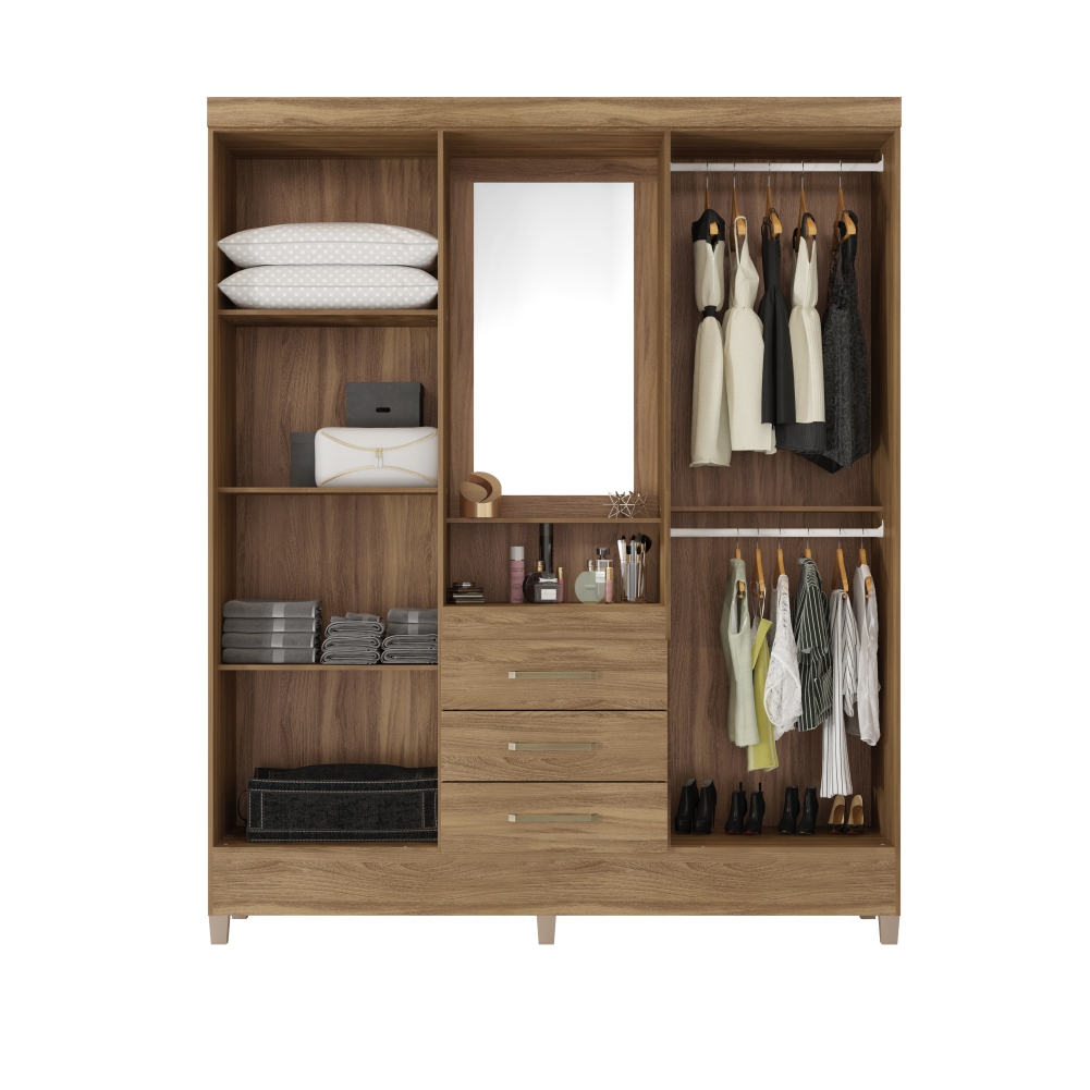 Conjunto Quarto Guarda Roupa e Comoda Arezzo Amendola