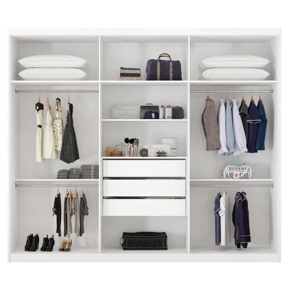 Conjunto Quarto Guarda Roupa e Comoda Caroline Branco