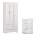 Conjunto Quarto Guarda Roupa e Comoda Fabi Branco Rosa