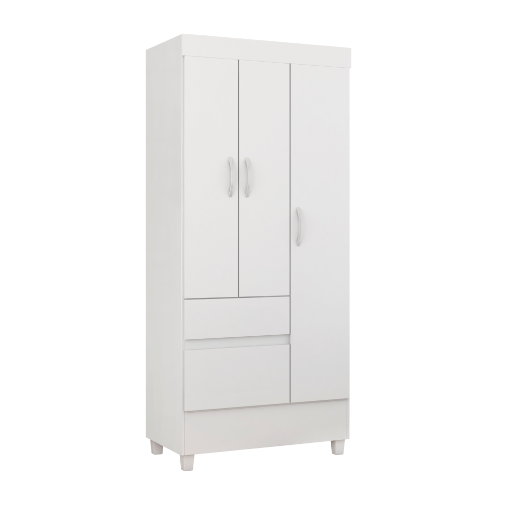 Conjunto Quarto Guarda Roupa e Comoda Fabi Branco Rosa